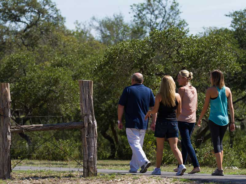 Clients taking at a walk at the Right Step Hill Country