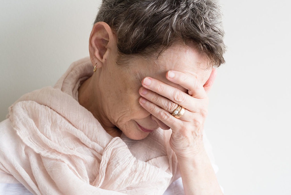 Woman struggling with anxiety and addiction