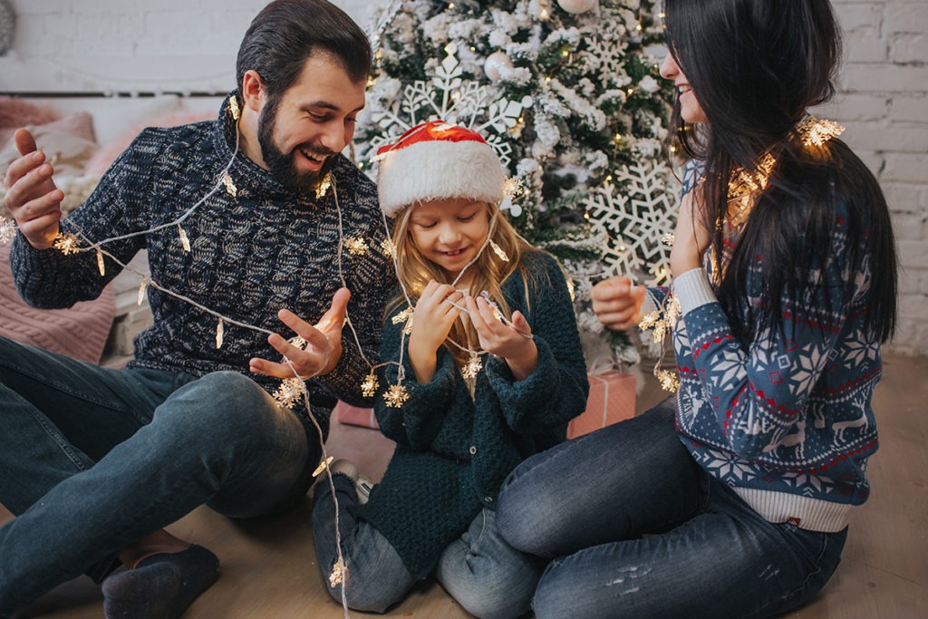 a family celebrating sober holidays