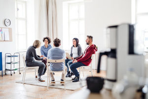 a group meeting at a texas alcohol treatment center