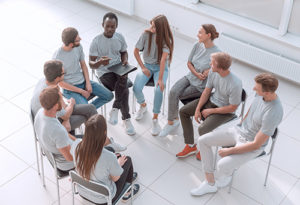 a group meeting at a texas rehab center