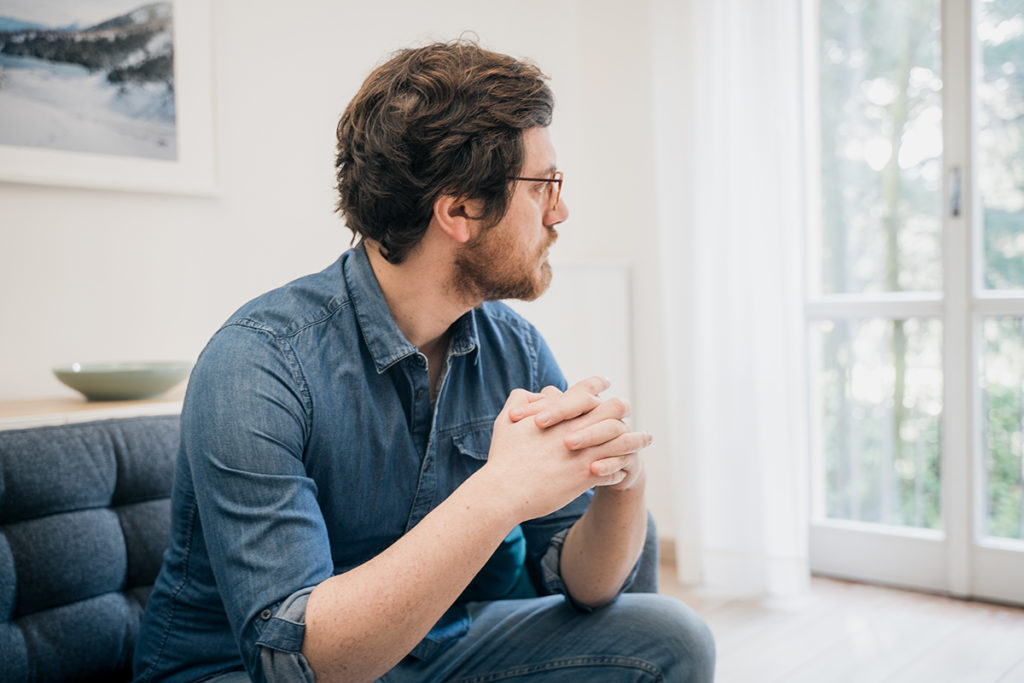 man having anxiety during a pandemic