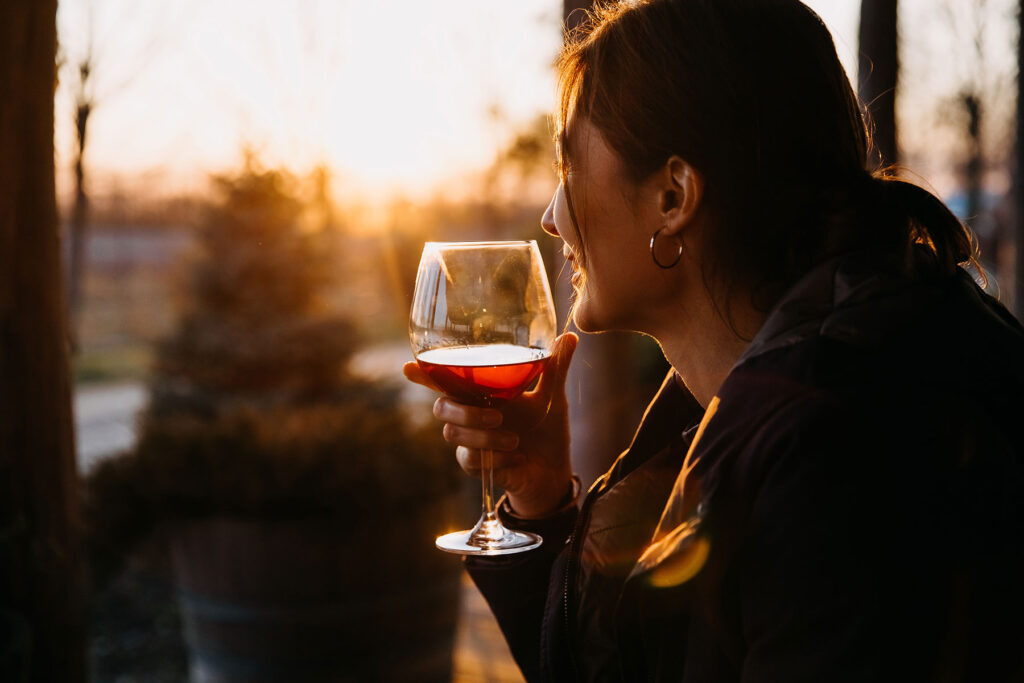 a woman struggles to drink in moderation