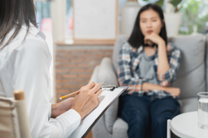 Person in prescription drug addiction treatment