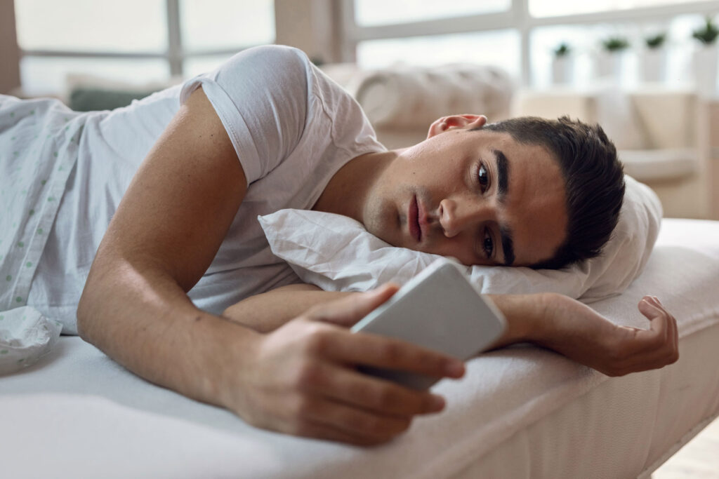 Person feeling the effects of being on social media and depression