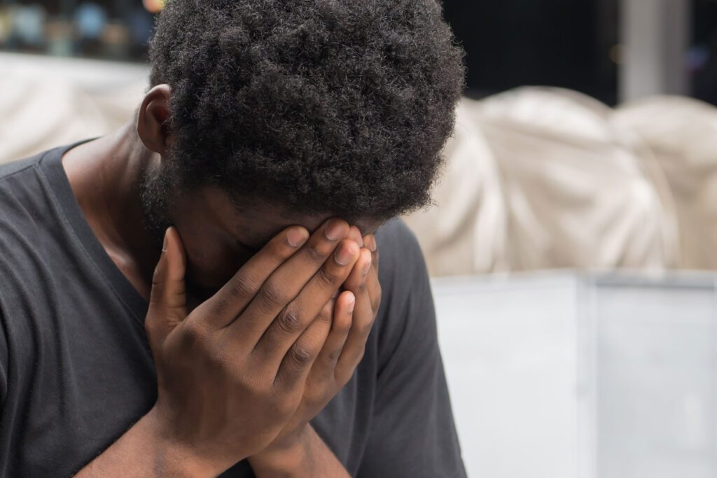 a man gets emotional in therapy for adhd and depression